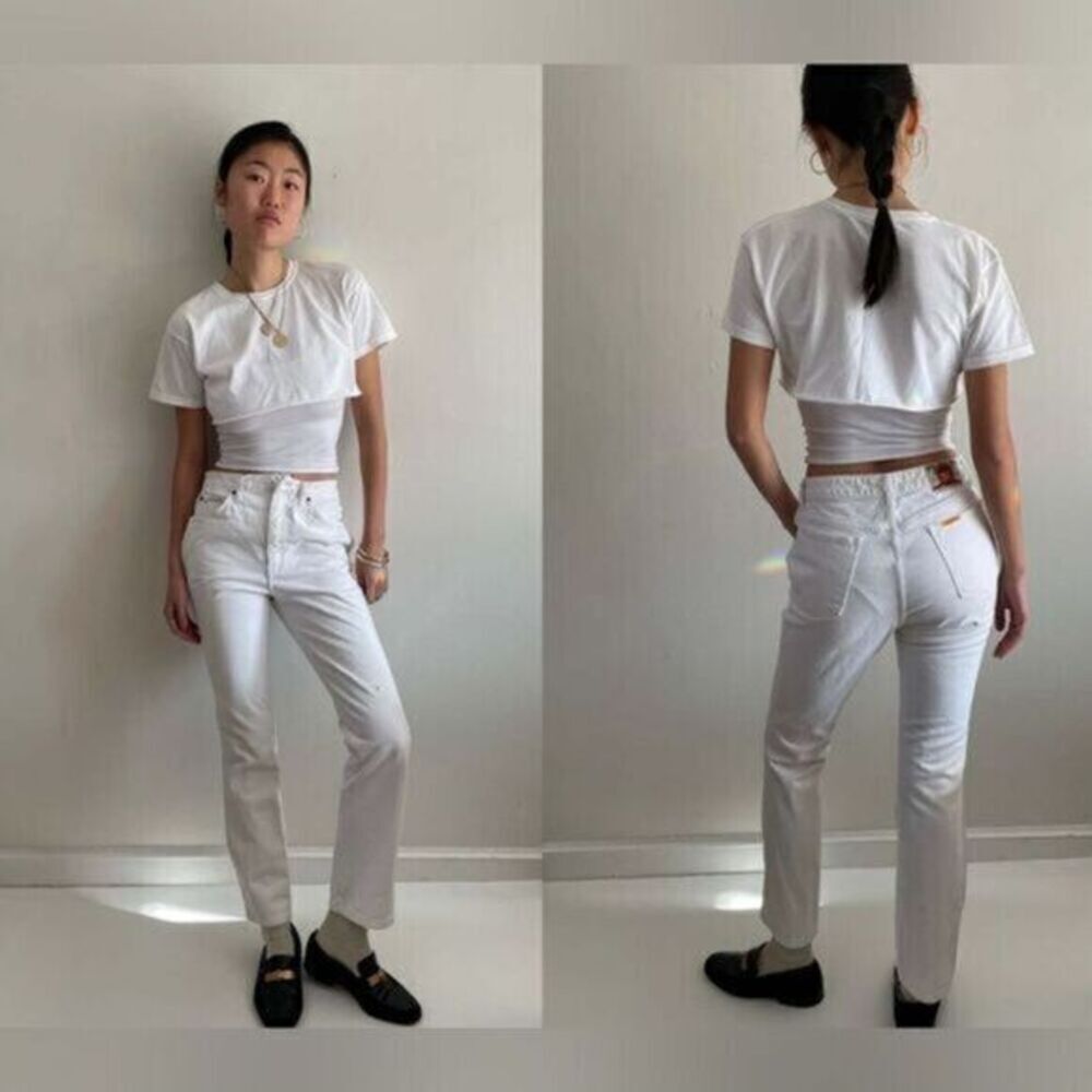 NWT EDWIN Women’s Jeans Anthropologie Anderson Ankle Ivory White - Size 28